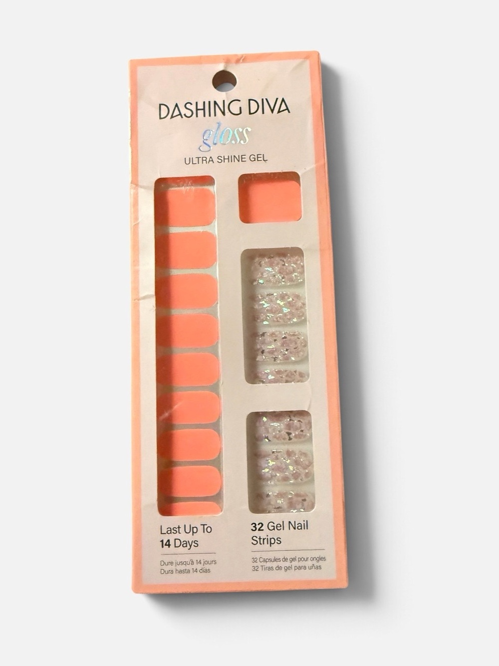 NWT- Dashing Diva Gloss Papaya Breeze Gel Nail Strips #32 Count (New & Sealed)